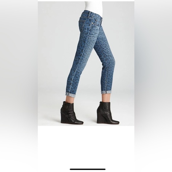 CURRENT ELLIOTT The Rolled Skinny Jeans in Indigo Leopard Size 28 - Picture 3 of 8